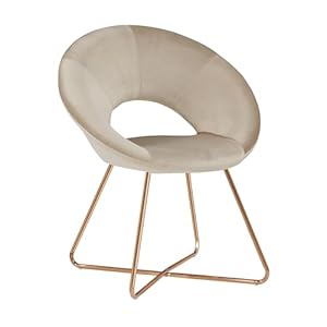 Duhome eetkamerstoel beklede stoel leunstoel fauteuil woonkamerstoel vooraanstaande design 439D, kleur:beige, materiaal:fluweel