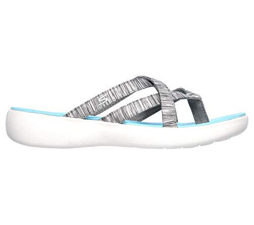Skechers Performance Women's On The GO 600 Luxe-Luvly Slide Sandal Gray/Blue 7 M US