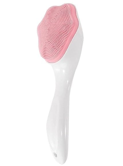 Generic Manual Silicone Facial Cleansing Brush with Ergonomic Handle | Soft Silicone Face Scrubber for Deep Cleansing & Gentle Exfoliation | ABS Handle | Pink & White | 157 mm | Pack of 1 | For Women & Men-picture-12