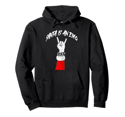 Santa is an Emo Funny Cute Emo Christmas Punk Rock Lover Pullover Hoodie
