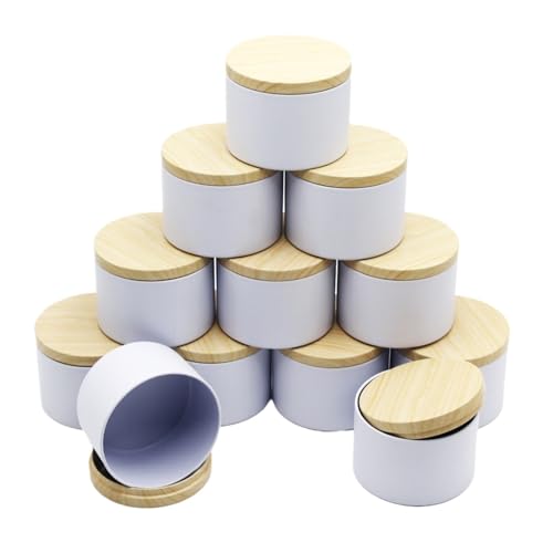 Latas para velas artesanales y frascos de 4 oz en pack de 12 recipientes blancos EWUHYFP