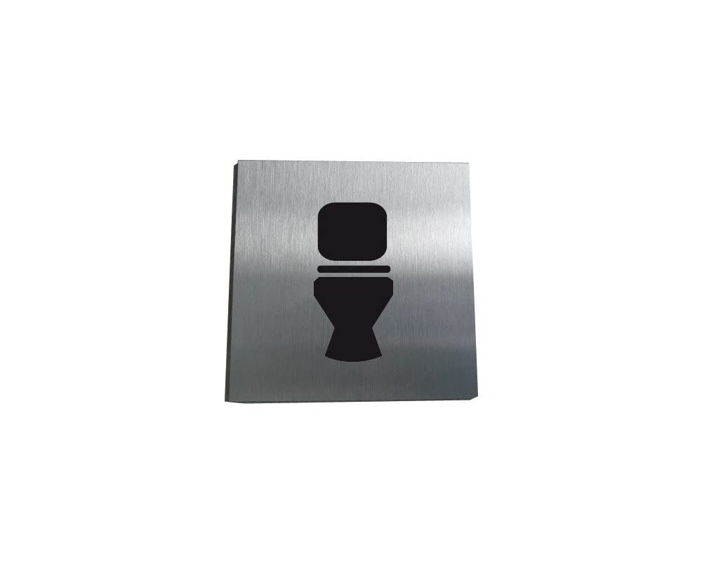 AUA SIGNALETIQUE - Plaque Aluminium Brossé Cuvette WC - 130x130 mm, Argent, 130 x 130 mm - Image 2