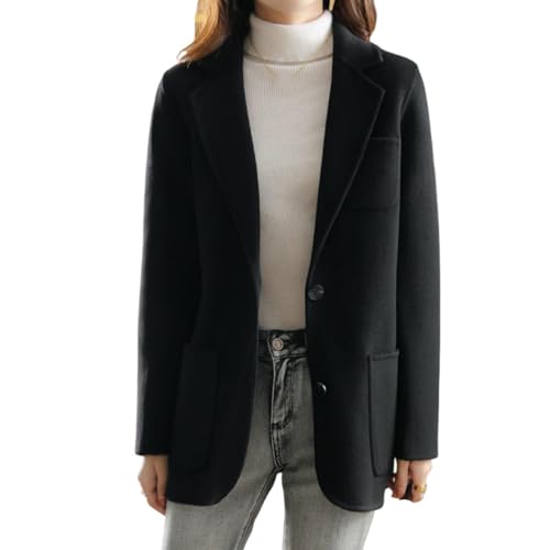 Veste en cachemire femme automne manteau tweed longueur moyenne uni