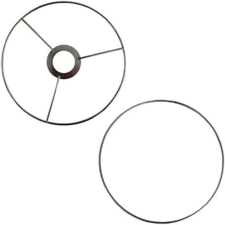 Wire Lamp Shade Rings with European Fitter (8” Diameter), Includes 2 Galvanized Steel Silver Drum Rings, Make DIY Table/Floor/Pendant Lamps, Compatible with most IKEA & Target Lamps