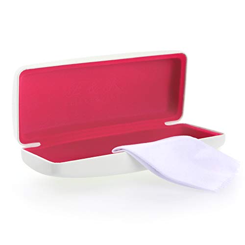 Edison & King Étui à Lunettes Robuste en Plusieurs Coloris - Convient également comme étui à Lunettes de Soleil - avec Chiffon à Lunettes Offert (Blanc/Pink) Cover