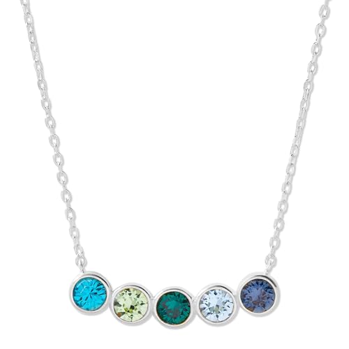 Women's Personalized Sterling Silver Five Birthstone Necklace, 16