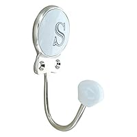 G Decor White Chrome Alphabet Number Letter Ceramic Vintage Shabby Chic Coat Hook Porcelain 350 (S)