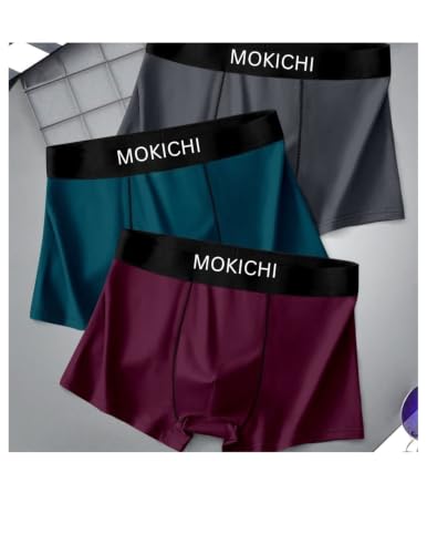 Image of Men's Ice Silk Boxer Briefs Pack of 3 | Ultra Soft Breathable Stretch Trunks | Moisture Wicking Quick Dry Innerwear | Comfortable Mid Rise Underwear