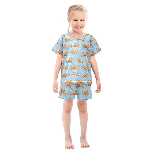 UMIRIKO Crab Animal Summer Short Sleeve Pajamas Sleepwear PJ Set B0403898