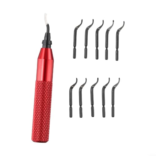 Herramienta de desbarbado manual para bordes de metal, mango RB3000 con 10 piezas BK3010 para cuchillas HSS para acero, aluminio, plástico, madera y acabado de impresión 3D