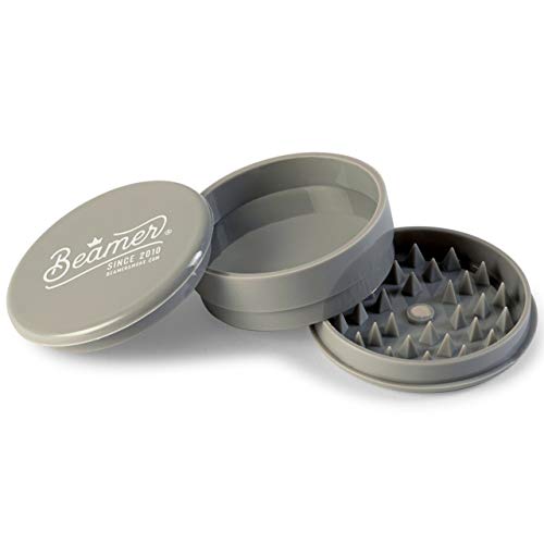 Beamer Crown Logo 3-Piece 63mm Acrylic Grinder - Opaque Gray Color + Beamer Smoke Sticker