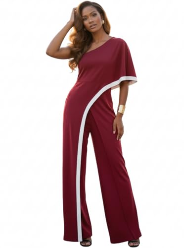 Image of KOH KOH Womens 2026 One Off Shoulder Asymmetric Long Pant Jumpsuit Romper