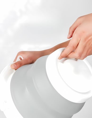 heekin 5L Faltbarer Eimer，falteimer aus Kunststoff für Autowäsche, Camping im Freien, Wasserauffang, Kinderspiel, Tierfütterung, Reinigung, runder Grauer Falteimer（grau）