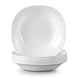 CLÁSICA Y ECONÓMICA-La vajilla de vidrio opal tiene la apariencia de cerámica y un tacto suave, es resistente a golpes y a temperaturas, ligero. Una vajilla clásica y económica, de estilo simple, pega con todos los manteles, es hermosa y elegante. Ideales para tener para ocasiones como picnic o fiestas. Además, es seguro para los niños.