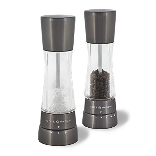 Cole & Mason Derwent Salt and Pepper Grinders, Gunmetal, 190 mm