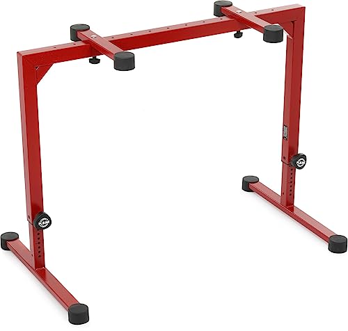 K&M - Konig & Meyer 18810.015.91 Table Style Keyboard Stand Omega - Sturdy Heavy Duty Adjustable Frame - Folds Flat Portable - Fits Piano and Electric Keyboards - For Adult and Youth Musicians - Red