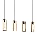 Produktbild EGLO Pendellampe Littleton, 4 flammige Vintage Pendelleuchte im Industrial Design, Retro Hängelampe aus Stahl und Holz, Farbe: Schwarz, braun, Fassung: E27
