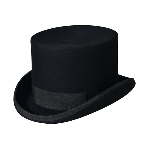 Image of Wool Top Hat for Men Women Topper Hat Mens Tall Tophat Christmas Costume