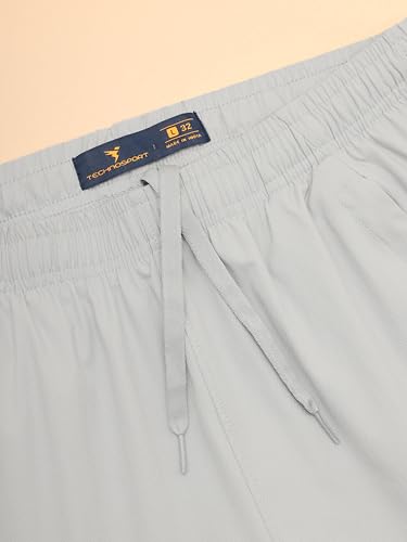 Image of TECHNOSPORT Men Mid Rise Regular Fit Solid Stretchable Joggers, Techno Dry for Regular Use and Sports