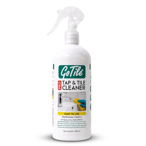 Image of GoTile Pro Tap & Tile Cleaner Spray 500 ml | Hard Water Stain & Limescale Remover | Bathroom Cleaner for Taps, Faucets, Showerheads, Tiles, Grout, Sinks & Bathtubs | Removes Soap Scum