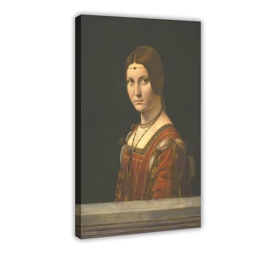 Impression sur toile La Belle Ferronnière de Da Vinci pour cadre de bureau 20x30 cm