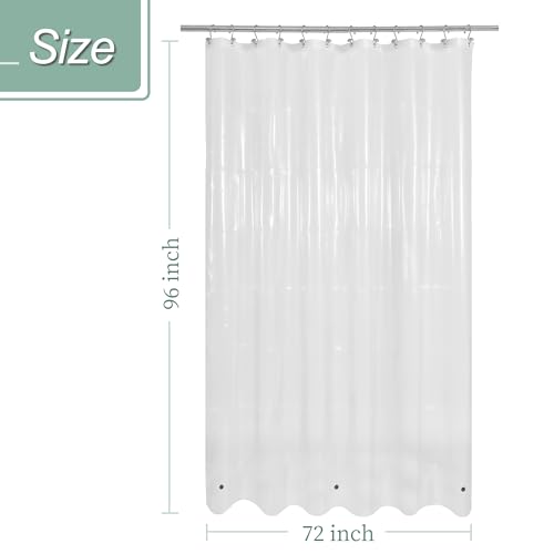 Image of Mrs Awesome Extra Long Shower Curtain Liner 96 inch Length, Ceiling to Floor XL PEVA Plastic Shower Curtain for Bathroom Lightweight & Waterproof, 72 x 96, Clear