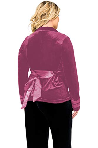 Standards & Practices Women's Plus Size Velvet Satin Belt Wrap Smoking Jacket2