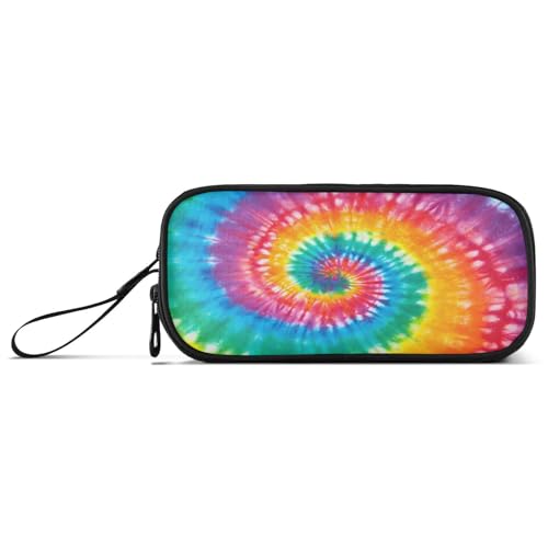 Image of Tie Dye Rainbow Pencil Case Box Boys Girls Large Pencil Pouch with Zipper Compartments Big Capacity Stationery Pen Bag Organizer for Kids Teens Adults School Office