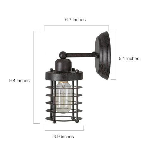 Image of LOG BARN Farmhouse Cage Wall Sconces, Industrial Wall Mounted Lights, Rustic Wall Lighting Fixture for Bedroom, Living Room