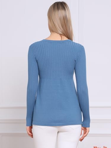 Allegra K Pullover Sweaters for Women Casual Crew Neck Clingy Long Sleeve Stretchy Knit Sweater Elegant Peplum Tops 20253