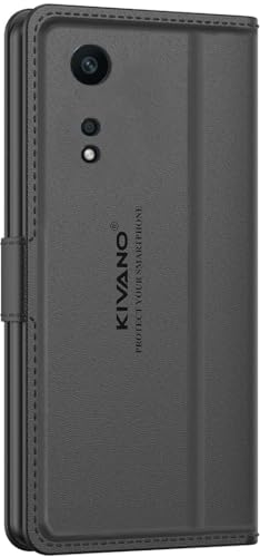 Image of KIVANO LUXE Compatible for Oppo A58 4G Luxury Handmade Leather Magnetic Flip Folio Case | Card Holder & Kickstand | Slim Protective Cover | Unisex - Black