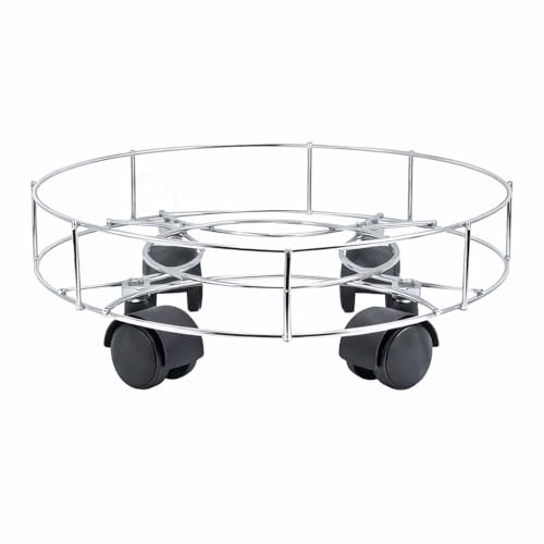 Image of Premium Stainless Steel LPG Gas Cylinder Trolley with Heavy Duty PVC Black Wheels for Home Cylinder (1 PC)