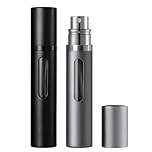 JOOMOKO Perfume Atomiser 10ml, 2PCS Perfume Travel Bottle, Atomiser Spray Bottle, Refillable & Travel Size Perfume Bottle Easy to Refill travel atomiser for Women and Men（Black＆Grey）