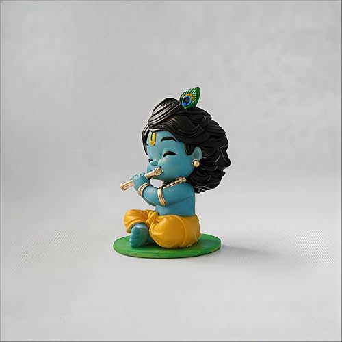 Image of Bal Roop Idol Laddu Gopal Lord Krishna 2.5 Inch Murti - Resin Krishna Statue for Car Dashboard, Home Temple & Office Desk Decor, Spiritual Showpiece for Pooja, Festive Gift & Home Decoration