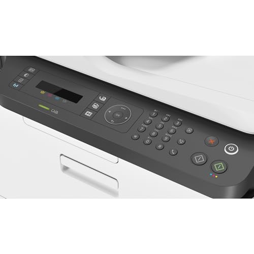 HP Color Laser MFP 179fnw 4ZB97A, Impresora Láser Color Multifunción, Imprime, Escanea, Copia y Fax, Wi-Fi, Ethernet, USB 2.0 alta velocidad, HP Smart App, Panel de Control LCD, Blanca