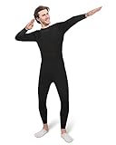Halloween Full Unisex Bodysuit Spandex Zentai Stretch Costume Cosplay Disappearing Skin Suit for Adult Women Men(Black,Large)