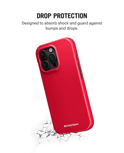Image of DailyObjects Enamel Bumper MagSafe Case for iPhone 14 Pro Max Compatible with MagSafe Wireless Charging | Red Magnetic Back Cover