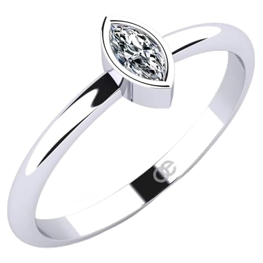 Enkel ring Claudine tillverkad av 925 silver med Marquise Zirconia sten – premium moncoeur ring för kvinnor – förlovningsring med Swarovski-sten för kvinnor – bekväm passform + lyxig presentask e Silver, L 1/2, colore: Vitt, cod. ATM0178