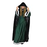 Everfan Black Hooded Cape for Adults | Cloak with Hood for Halloween, Cosplay, Costume, Dress Up