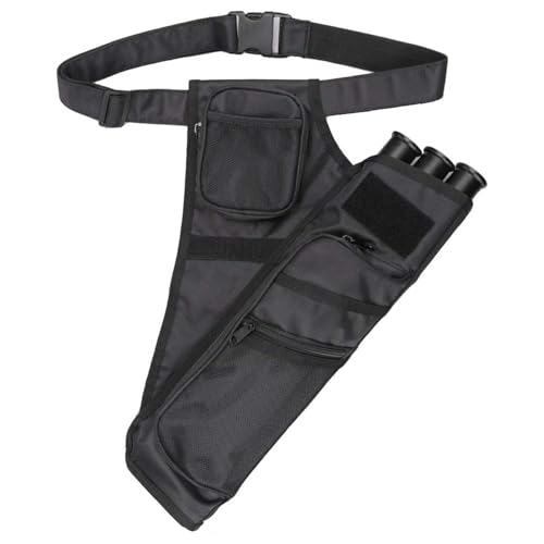 XTACER 3 Tube Hip Quiver Hunting Training Camo Archery Arrow Quiver Holder Bow Belt Waist hanged Target Quiver (Black -3 Tube)