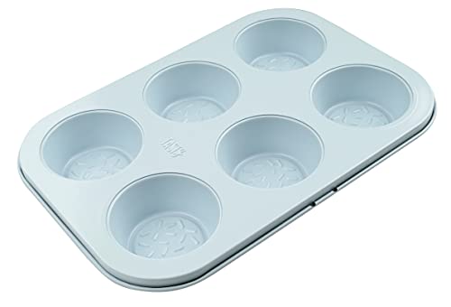Tasty Muffin Tin with Structure, Baking Tray for 6 Muffins, Super Non-Stick Traybake, Coated Cupcake Tin, Cupcake and Muffin Mould, Bakeware, Dimensions: 29 x 20 x 3 cm, Colour: Light Blue