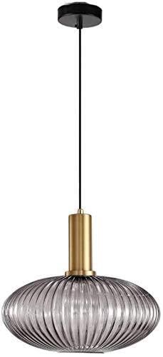 Lámpara colgante LED de vidrio ámbar con casquillo de cobre dorado para techo de restaurante