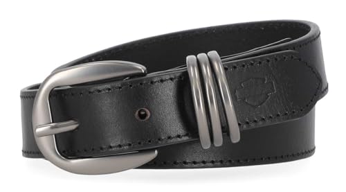 Harley-Davidson Women's Multi Keeper D Ring B&S Genuine Leather Belt - Black