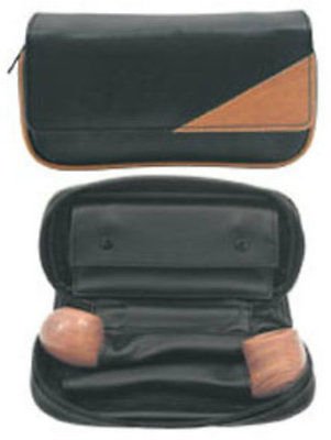EA Carey Black & Brown PU Leather Combination Pipe Pouch Holds 2 Pipes