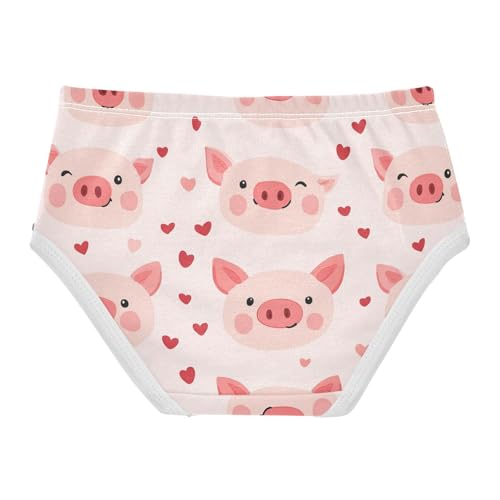 Wusikd Cute Pig Face Girls' Underwear Cotton Pink Hearts Girls Briefs Soft Toddler Underwear 2T2