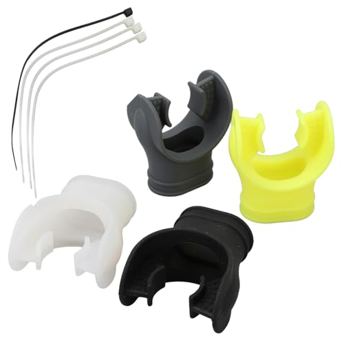 HERCHR Diving Mouthpieces, 4pcs Universal Silicone Snorkel Mouthpiece Replacement Breathing Tube Mouth Piece Scuba Diving Accessory with Regulator Tie