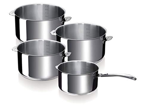 Bekaline 12326984 Evolution Série de 4 Casseroles + 1 Manche Amovible en acier inoxydable 14/20 cm