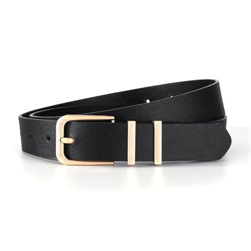 Women's Dress Belts Fashionable and Simple Thin Belt Equipped with Golden Metal Buckle at the End of the Belt