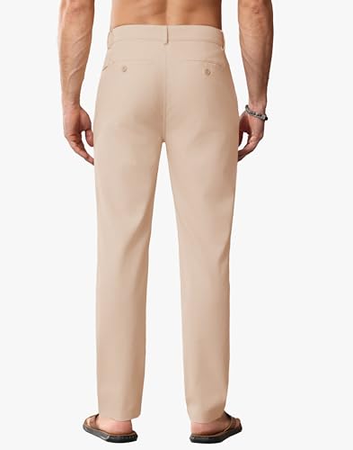 JWM Linen Dress Pants for Men Summer Casual Beach Lightweight Comfy Trousers Travel Vacasion Pants with Zipper Pocket 32"3