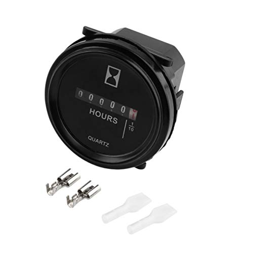 Sylvialuca 2 Inch Round Hour Meter Hourmeter Cart Marine Boat Generator Engine 1075Hz 0.3W 6-80Vvolt DC Black